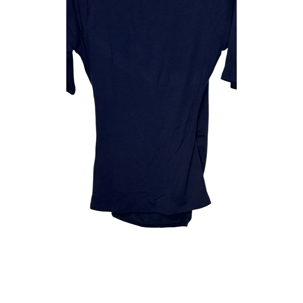 Boden Women's Top Faux Wrap V-Neck 3/4 Sleeve Ruched Stretch Navy Blue Size 6‎